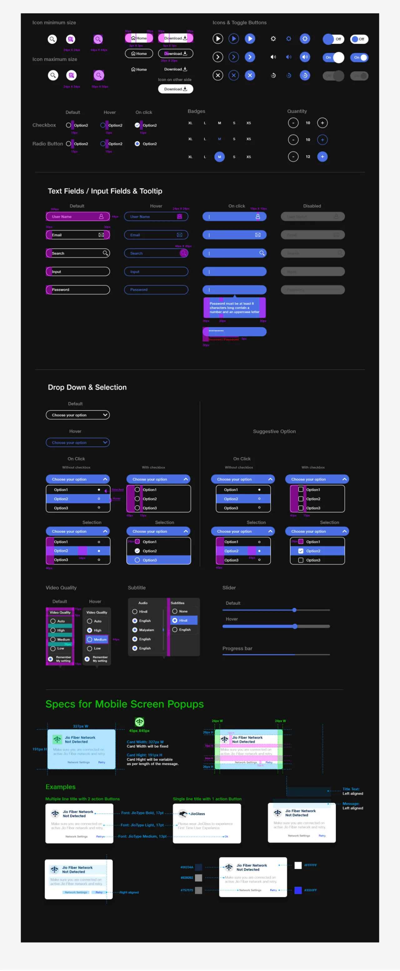 Design system colour styles and core components