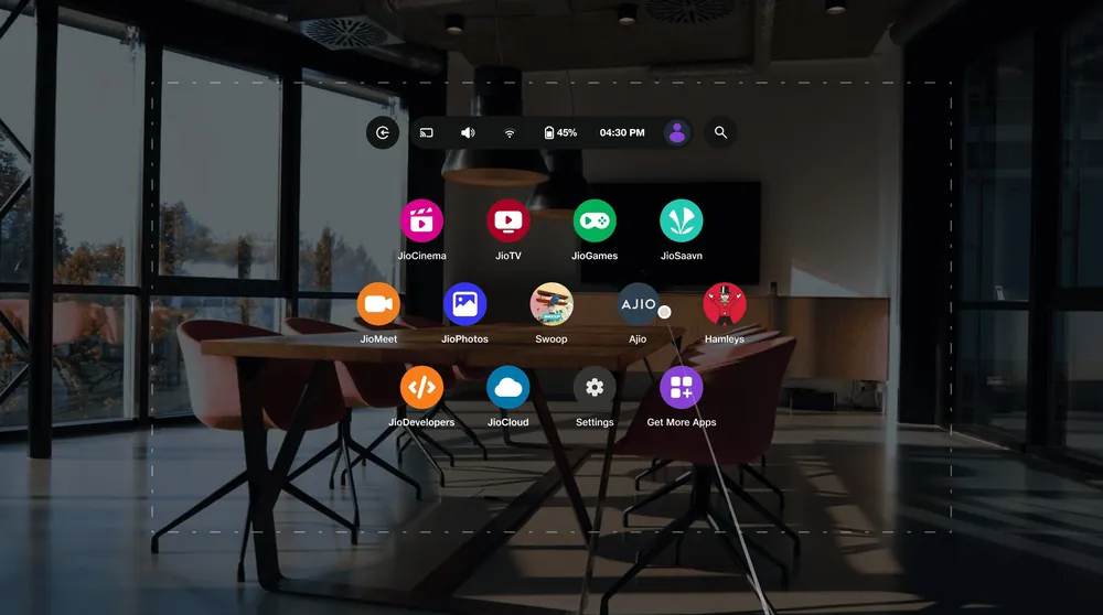 The OS behind JioGlass, with JioCinema, JioTV, and JioGames.