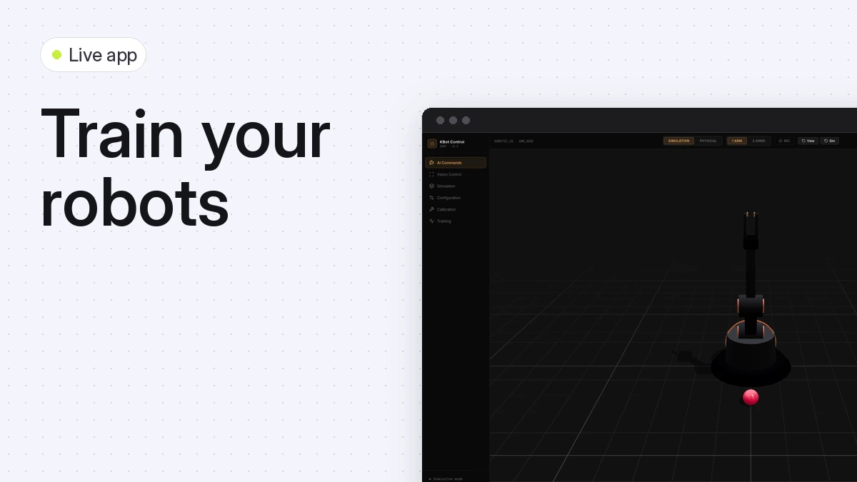 Robot-arm control panel in a dark app window.